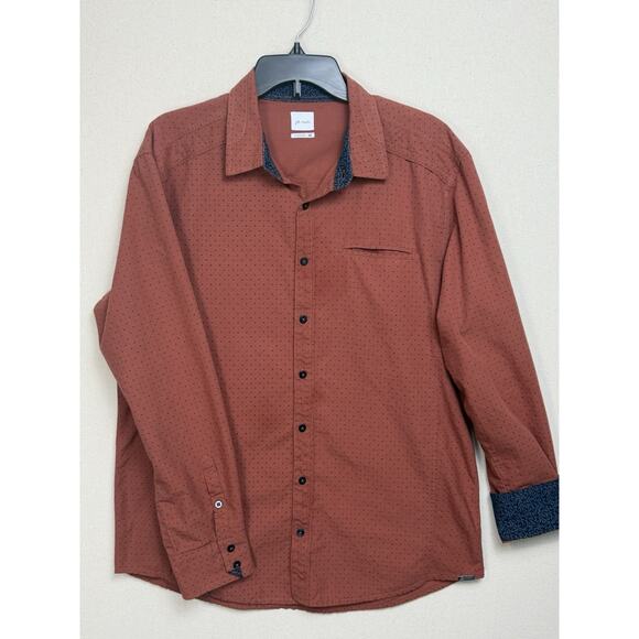 JB Holt Men's Long Sleeve Standard Fit Size XL Brown Navy Blue Flip Cuff - Picture 1 of 14